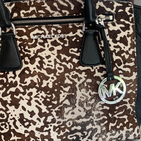 Michael Kors Calf Hair handbag animal print leather tote bag‎ black brown - Picture 6 of 16